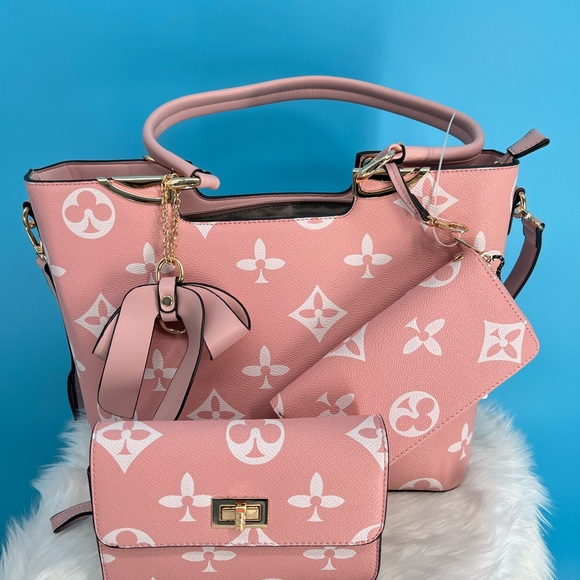Elegant Pink Designer Women's Bag Set - Picture 3 of 13